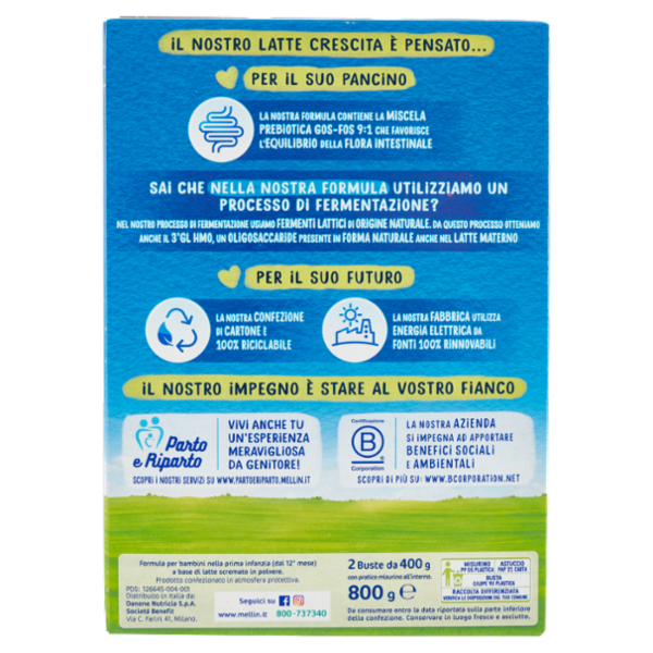 MELLIN 3 Latte di Crescita in polvere 2 x 400 g