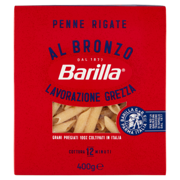 Barilla Pasta Al Bronzo Penne Rigate 100% grano italiano 400g