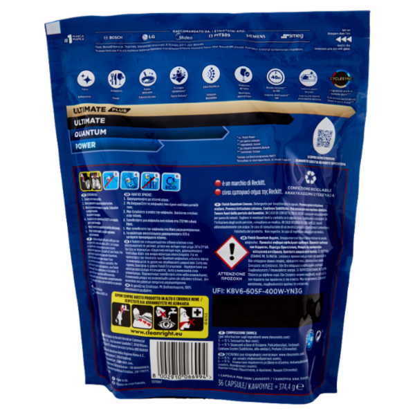 Finish Quantum Limone pastiglie lavastoviglie 36 lavaggi 374,4 g