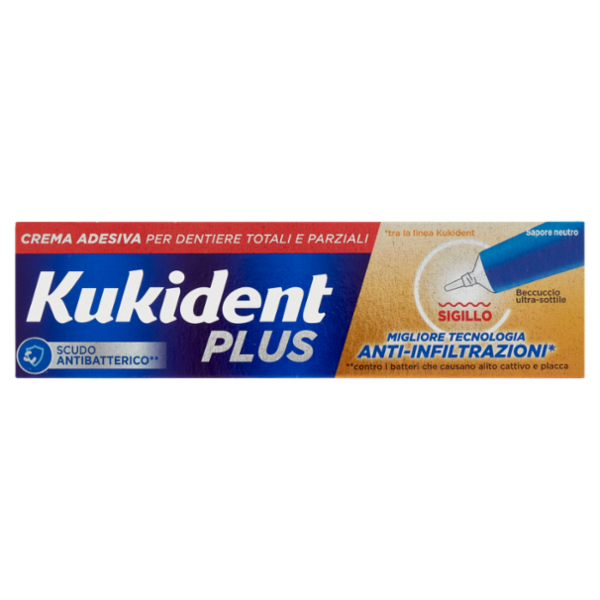 Kukident Plus Sigillo Crema Adesiva per Dentiere Totali e Parziali 35 g