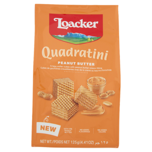 Loacker Quadratini Peanut Butter Wafer con crema al burro di arachidi Wafers 125g