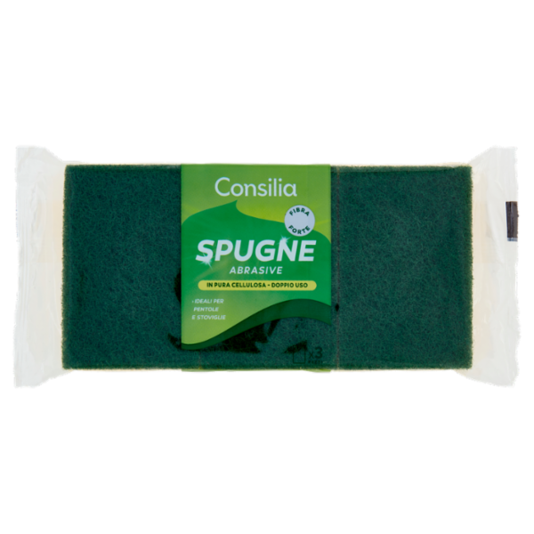 Consilia Spugne Abrasive in Pura Cellulosa Doppio Uso 3 pezzi