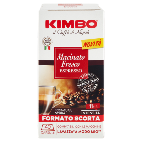 Kimbo Macinato Fresco Espresso Capsule Compatibili con le Macchine Lavazza A Modo Mio* 40 x 7,5 g