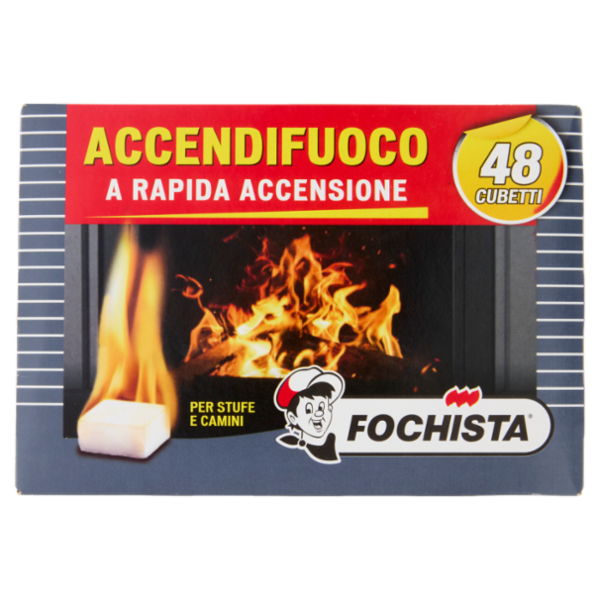 Fochista Accendifuoco a Rapida Accensione per Stufe e Camini Cubetti 48 pz