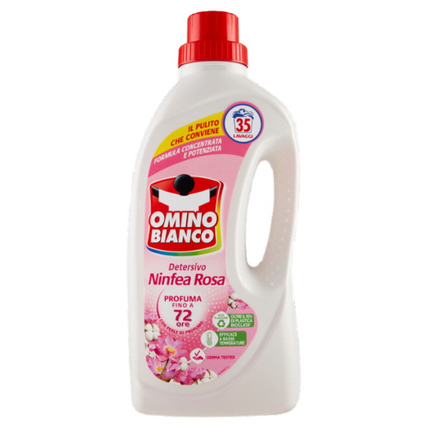 Omino Bianco Detersivo Lavatrice Liquido Ninfea Rosa 35 Lavaggi 1400 ml