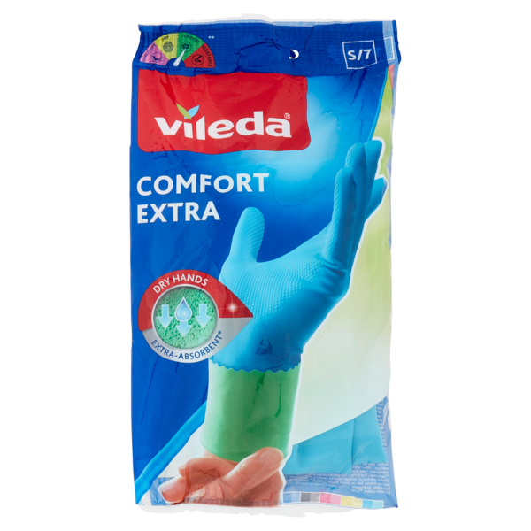 Vileda guanti casalinghi Comfort Extra in lattice, massima protezione e resistenza, taglia S
