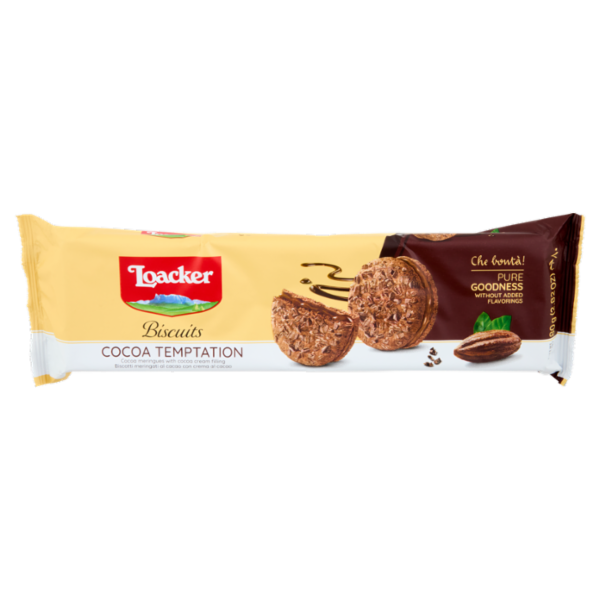Loacker Biscuits Cocoa Temptation Biscotti meringati con crema al Cacao 80g