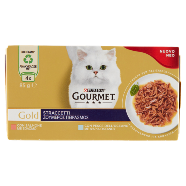 PURINA GOURMET Gold Straccetti Salmone / Pesce dell'Oceano 4 x 85 g