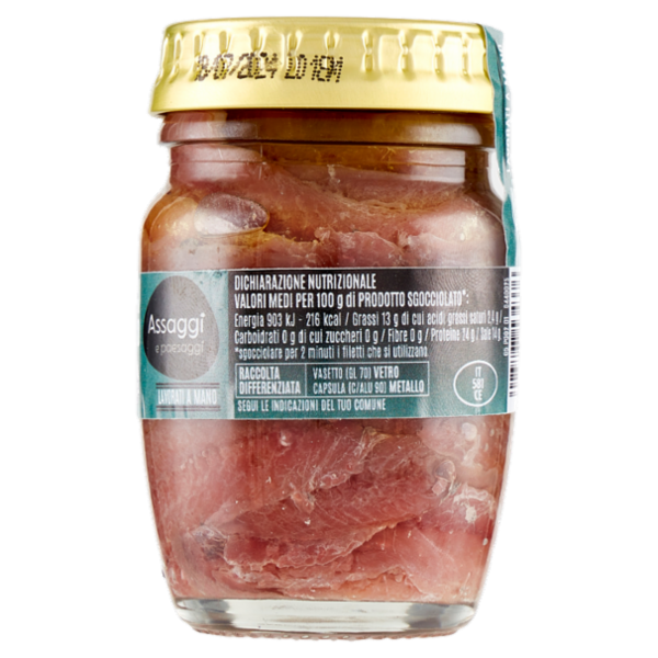 Assaggi e paesaggi Filetti Alici Mar Adriatico in Olio Extravergine Oliva 100% Italiano (43%) 90 g