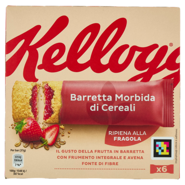 Kellogg's Barretta Morbida di Cereali Ripiena alla Fragola 6 x 37 g