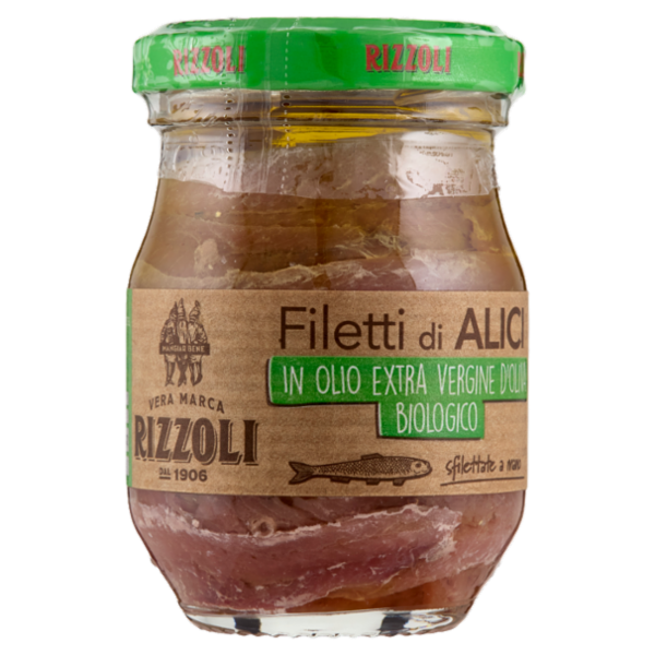 Rizzoli Filetti di Alici in Olio Extra Vergine d'Oliva Biologico 90 g