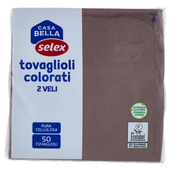 Selex Casa Bella Tovaglioli 2 Veli 33x33 cm Cacao 50 pezzi