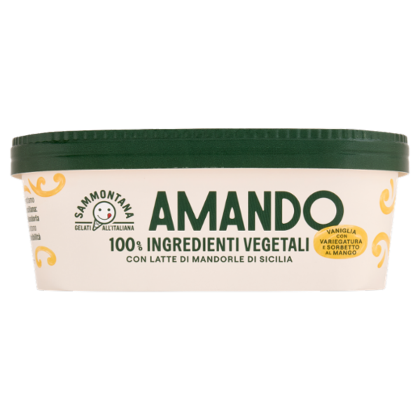 Sammontana Amando Gelato alla Vaniglia e Sorbetto al Mango con Variegatura al Mango 400 g