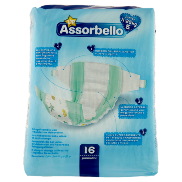 Assorbello Up junior 11-25kg taglia 5 pannolini 16 pz