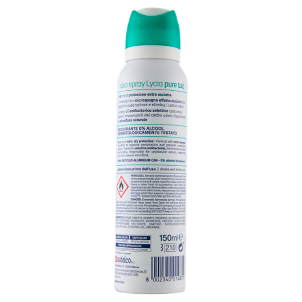 Lycia pure talc fiori di cotone deo spray 150 ml