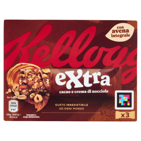 Kellogg's extra cacao e crema di nocciole 3 x 35 g