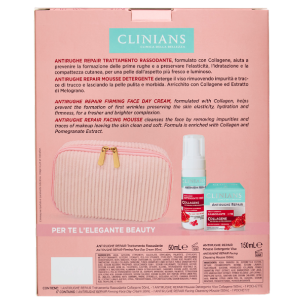 Clinians Antirughe Repair Collagene Trattamento Rassodante 50 mL + Mousse Detergente Viso 150 mL
