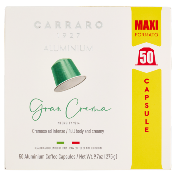 Carraro Gran Crema Aluminium Coffee Capsules 50 x 5,5 g