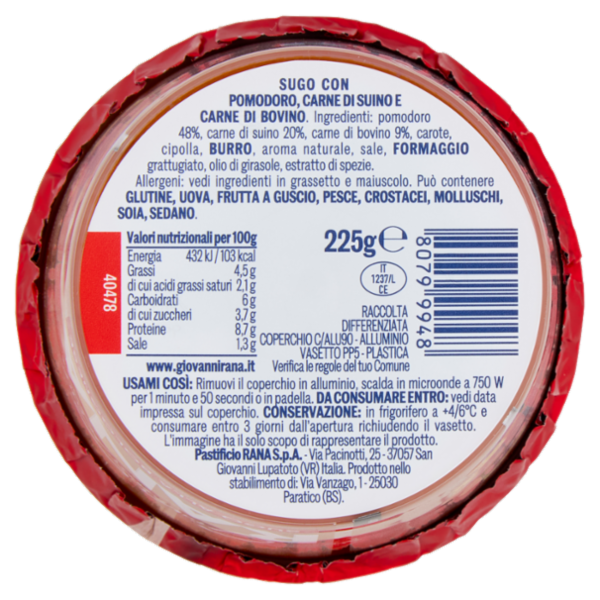 Giovanni Rana Sugo alla Bolognese Sugo Fresco 225 g