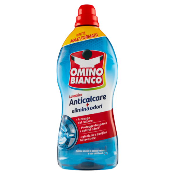 Omino Bianco Anticalcare Lavatrice con tecnologia Elimina Odori, Rimuove il Calcare Igienizza 1500ml