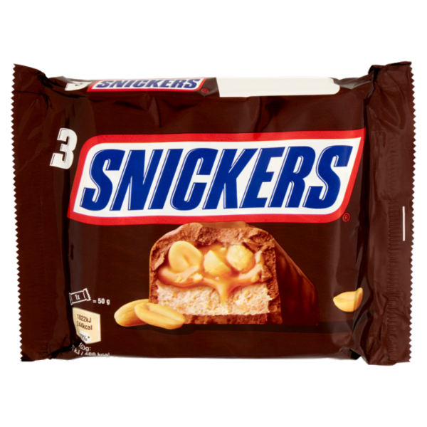 Snickers Barretta Snack al Cioccolato al Latte con Arachidi x3 150 g