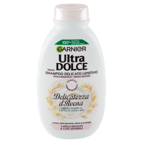 Garnier Ultra Dolce Shampoo Delicatezza D'Avena per capelli delicati- con crema di riso, 250 ml