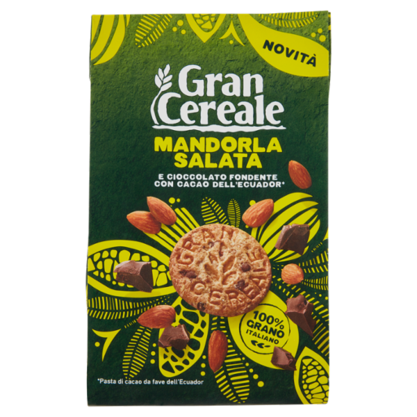 Gran Cereale Biscotti con Mandorla Salata e Cioccolato Fondente con Fave dell'Ecuador 280g