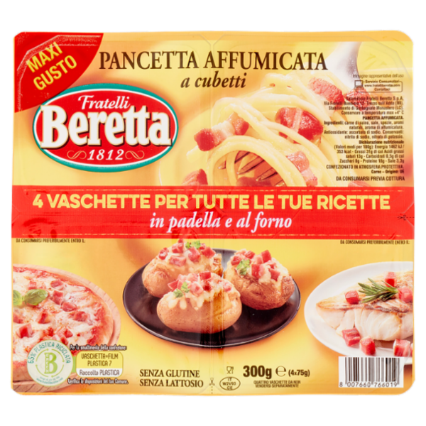 Fratelli Beretta Pancetta Affumicata a cubetti 4 x 75 g