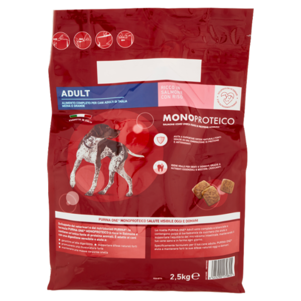 PURINA ONE Monoproteico Adult Ricco in Salmone con Riso 2,5 kg