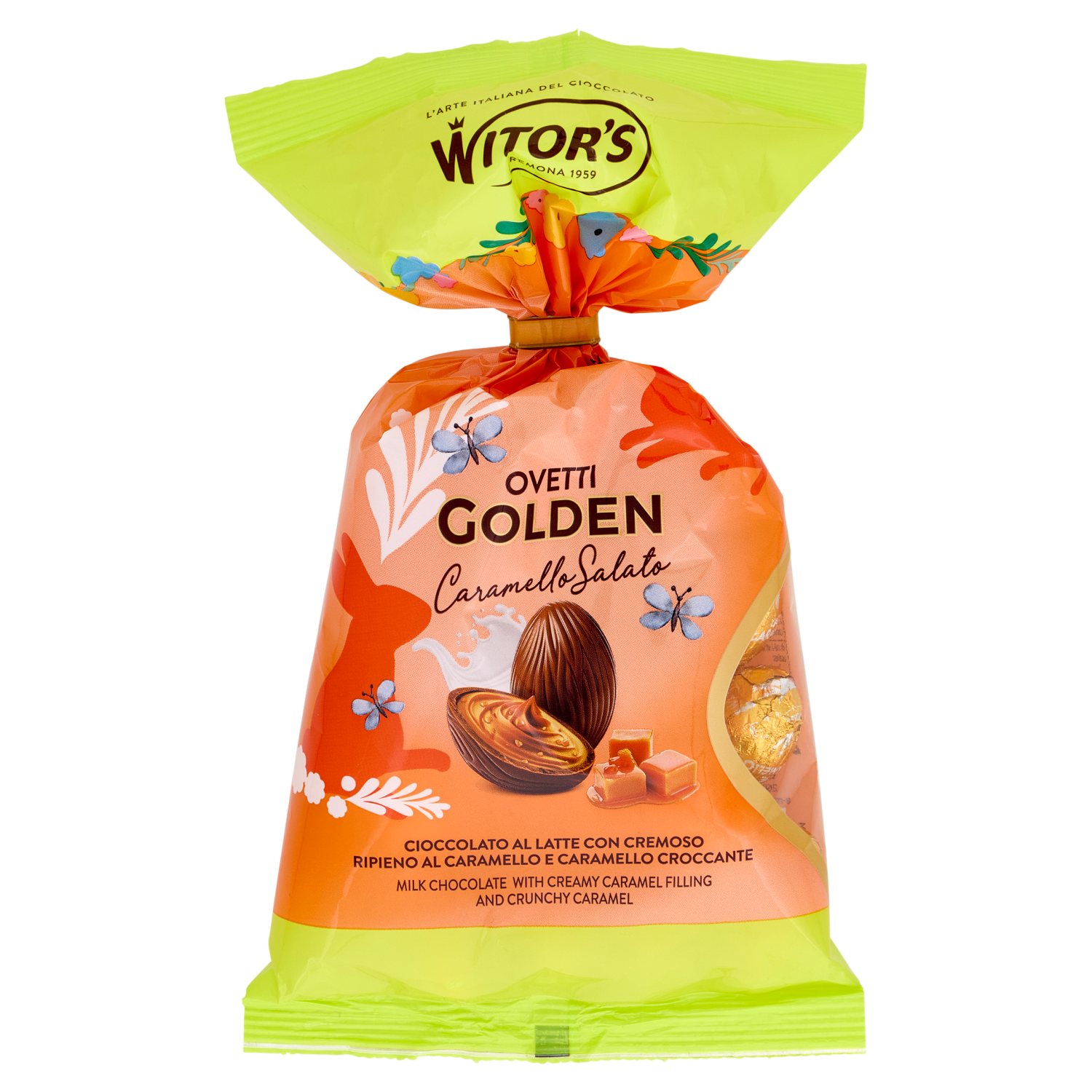 Witor's Ovetti Golden Caramello Salato Cioccolato al Latte con Cremoso Ripieno al Caramello 230 g - Witor S