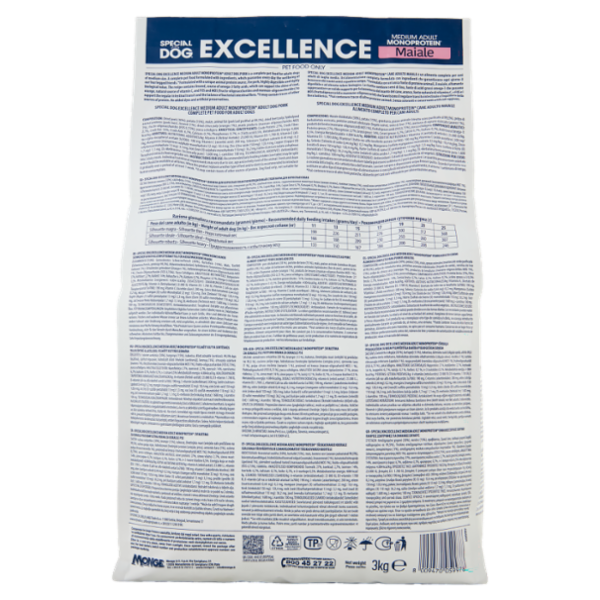 Special Dog Excellence Medium Adult Monoprotein Maiale con patate, semi di lino, agrumi 3 kg