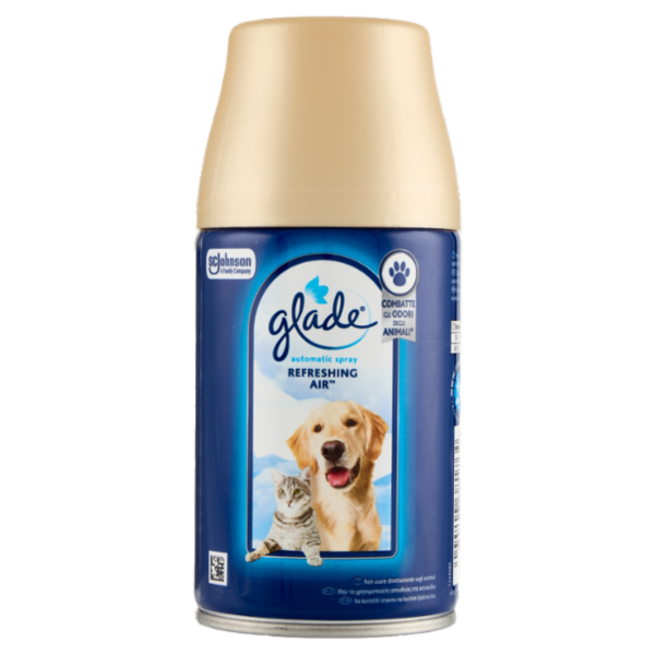 Glade® Automatic Spray Ricarica, Profumatore casa Refreshing Air™, Contro odori degli animali, 269ml