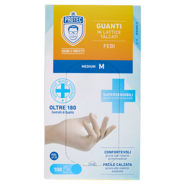 Dr. Protec Guanti in Lattice Talcati Febi Medium M 100 pz