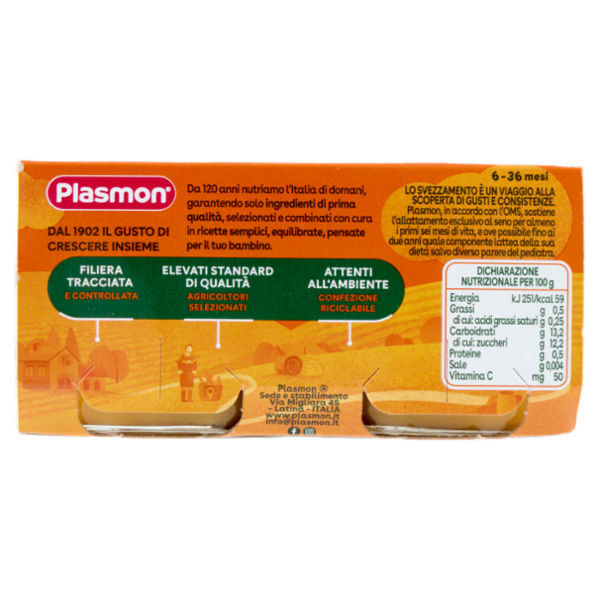 Plasmon Omogeneizzato Pesca Mela 2 x 80 g