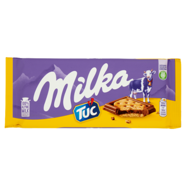 Milka Tuc Sandwich, tavoletta di cioccolato al latte 100% Alpino con Tuc Cracker - 87g