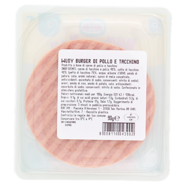 Aia Wudy Burger di Pollo & Tacchino 90 g