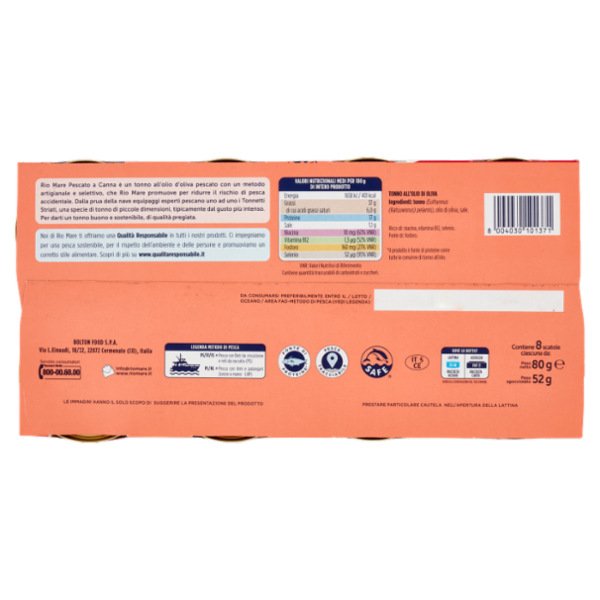 Rio mare Tonno all'Olio di Oliva Pescato a Canna 8 x 80 g