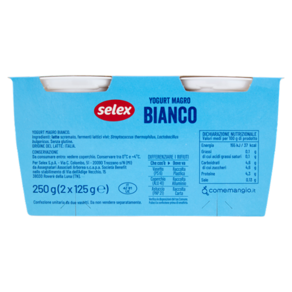 Selex Yogurt Magro Bianco 2x125 g
