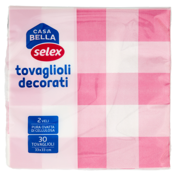 Selex Casa Bella Tovaglioli 2 Veli 33X33 cm Decoro Damier Fucsia 30 pezzi
