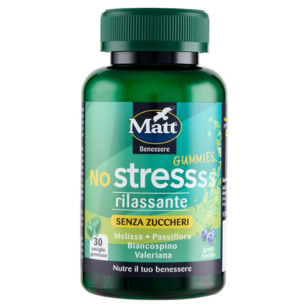Matt Benessere No Stressss Gummies gusto mirtillo 30 pastiglie gommose 90 g