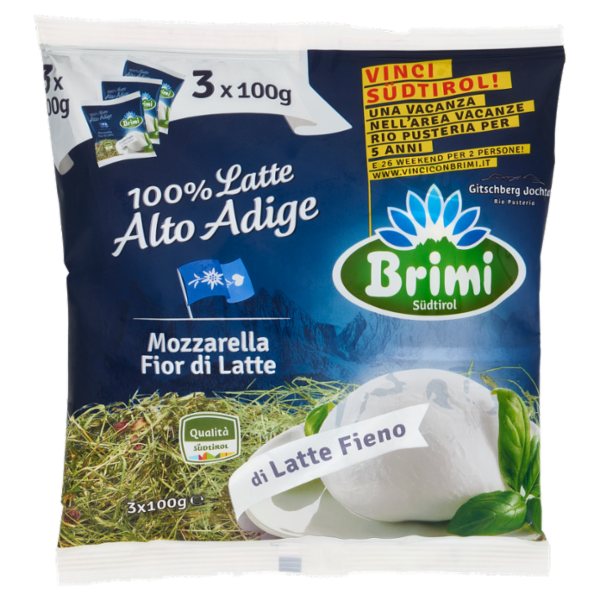 Brimi Mozzarella Fior di Latte di Latte Fieno 3 x 100 g