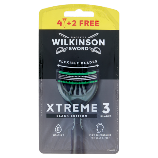Wilkinson Sword Rasoio usa&getta Xtreme 3 Black Edition 4+2