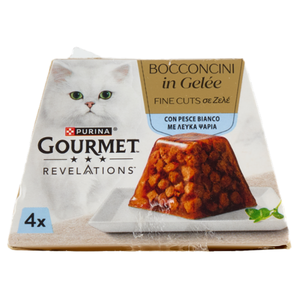 PURINA GOURMET Revelations Bocconcini in Gelée con Pesce Bianco 4 x 57 g