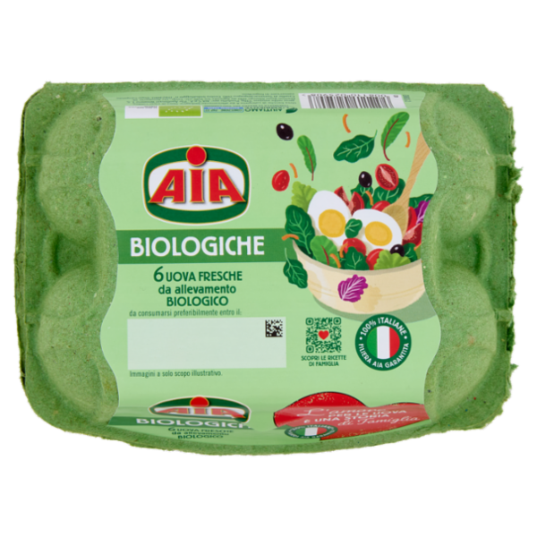 Aia Biologiche 6 Uova Fresche da allevamento Biologico 330 g
