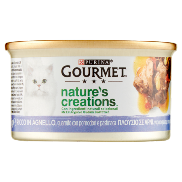 PURINA GOURMET Nature's Creations Ricco in Agnello guarnito con pomodori e pastinaca 85g