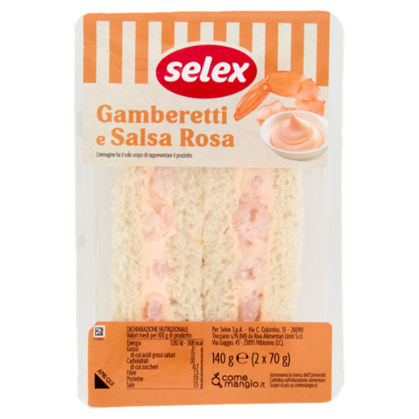 Selex Tramezzini Farciti Gamberetti e Salsa Rosa 2x70 g