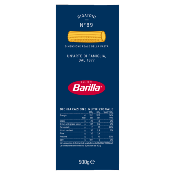 Barilla Pasta Rigatoni n.89 500g