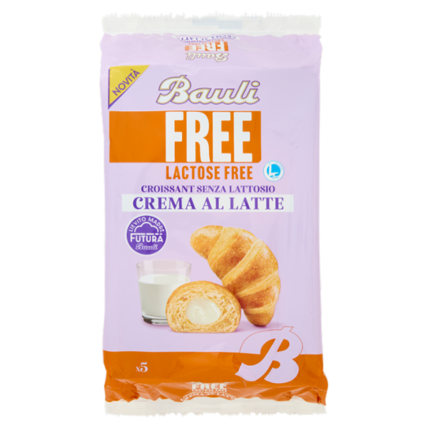Bauli Free Lactose Free Croissant Senza Lattosio Crema al Latte 5 x 45 g