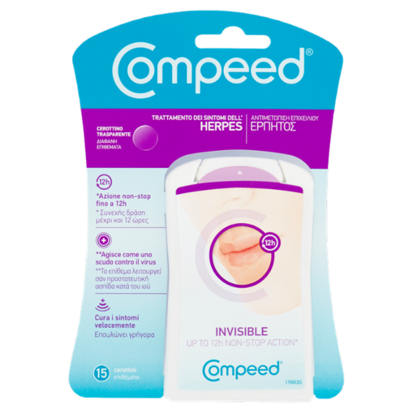 Compeed Trattamento dei Sintomi dell'Herpes Cerottino Trasparente 15 pz