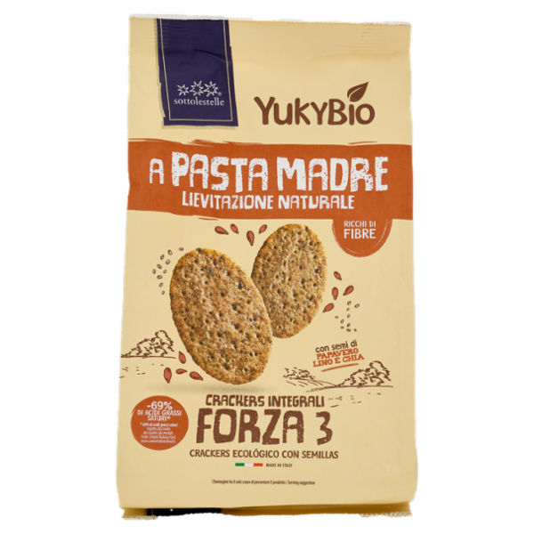YukyBio A Pasta Madre Crackers Integrali Forza 3 250 g